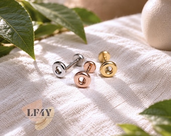 4mm Hollow Circle Threadless Labret Stud, 20G / 0.8mm Flat Back Tragus Helix Cartilage Earring