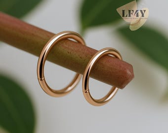 16G / 1.2mm Rose Gold Hinged Clicker Hoop For Nose, Septum, Ear, Daith, Cartilage, Earrings