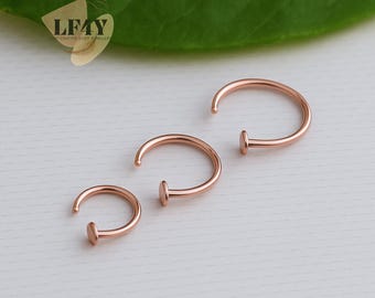 Surgical Steel Extra Thin Small Tiny 0.8mm Thick 20 Gauge Rose Gold Nose Ring / Hoop - Guaranteed Non Allergic
