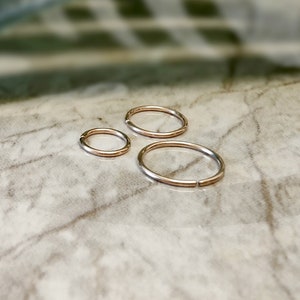 Thin Small Rose Gold Cartilage Earring Helix Ring Hoop Tragus Ring Nose Hoop Ring 0.8mm 6mm 8mm 10mm 316L Steel - Guaranteed Non Alergic