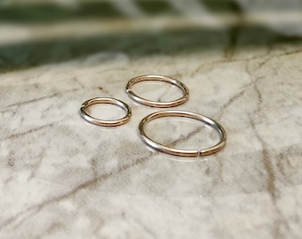 Thin Small Rose Gold Cartilage Earring Helix Ring Hoop Tragus Ring Nose Hoop Ring 0.8mm 6mm 8mm 10mm 316L Steel - Guaranteed Non Alergic