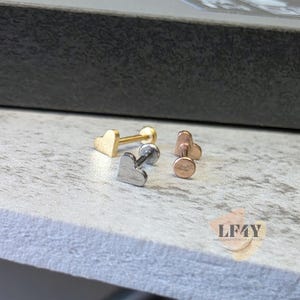 Shiny 20g / 0.8mm Threadless Push In Tiny Heart Labret Steel Silver Gold Rose Gold Tragus Stud / Helix / Conch Stud Earring / Cartilage Stud