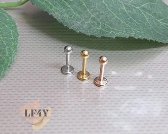 2.5mm Ball 18G / 1mm Thick 6mm 1/4&quot; Wide 18g Internally Threaded Dainty Ball Bead Labret Stainless Steel Earring Helix Tragus Cartilage Stud