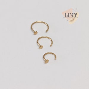 Extra Thin Small 0.8mm Nose Ring, Surgical Steel Gold Nose Hoop Cartilage Stud 6mm, 8mm, 10mm Disk End Nose Ring, Everyday Wear Nose Ring