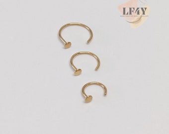 Extra Thin Small 0.8mm Nose Ring, Surgical Steel Gold Nose Hoop Cartilage Stud 6mm, 8mm, 10mm Disk End Nose Ring, Everyday Wear Nose Ring