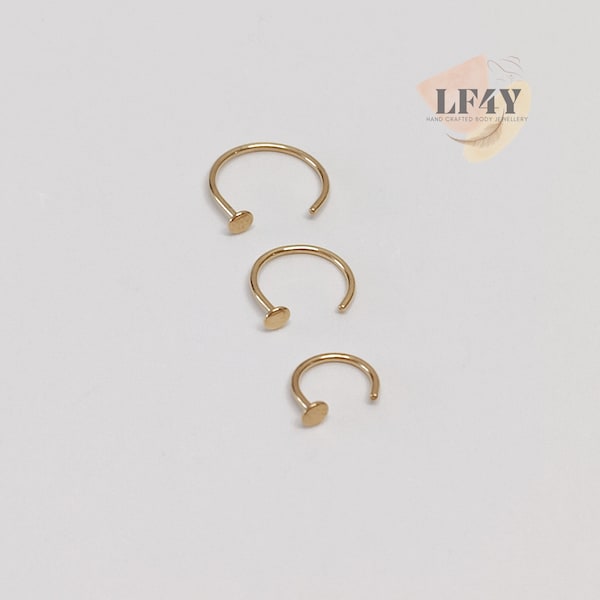 Gouden neusring chirurgisch staal: extra dunne ring, kraakbeenknop (6 mm, 8 mm, 10 mm)