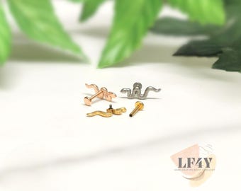 Tiny Snake Stud Earring: 18G Steel Tragus/Conch/Helix Piercing