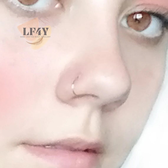 Delicate, Tiny, Fake Clip On, Nose Hoop, Ring, Stud, 925 Sterling Silver, Gold, Thin, Small, 0.5 mm Thick, No Piercing Needed.