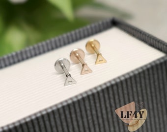 Tiny Triangle Labret Earring: Surgical Steel Flat Back Stud