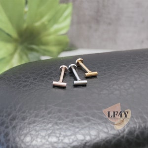 Thin Tiny 4mm Cyliner 20g/0.8mm Threadless Push In Silver Gold Rose Gold Tragus Stud  / Helix Stud / Larbret Stud / Cartilage Earring Stud