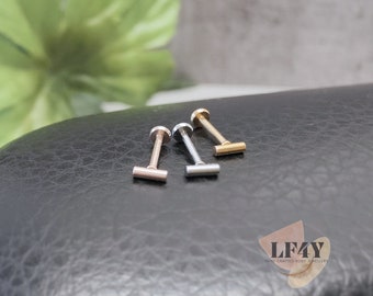 Petit cylindre mince de 4 mm, 20 g/0,8 mm sans filetage Push In, argent, or rose, clou tragus / clou hélicoïdal / clou Larbret / clou de boucle d'oreille cartilage