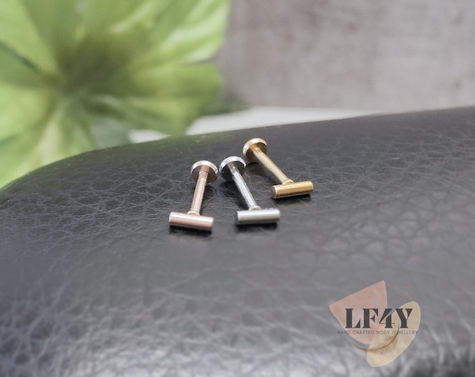 Thin Tiny 4mm Cyliner 20g/0.8mm Threadless Push In Silver Gold Rose Gold Tragus Stud  / Helix Stud / Larbret Stud / Cartilage Earring Stud