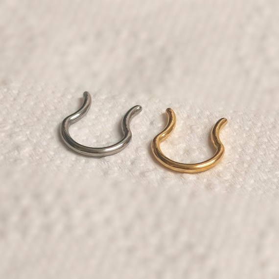 Bell Shape Steel Silver Gold Nose Retainer - Septum Retainer - Septum Hoop Retainer Piercing Thickness 1.2mm / 16 Guage And 1.6mm / 18 Guage