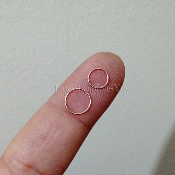 Extra Fine Minuscule Petite Or Rose Cartilage Boucle D'oreille Helix Anneau Cerceau Tragus Anneau Cerceau De Nez 0.6mm 6mm 8mm Acier 316L - Garanti Non Allergique