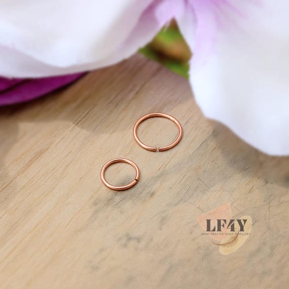 Extra Thin Tiny Small Rose Gold  6mm 8mm 316L Steel  Cartilage Earring Helix Ring Hoop Tragus Ring Nose Hoop 0.6mm - Guaranteed Non Alergic