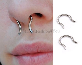 Bell Shape Steel Silver Gold Nose Retainer - Septum Retainer - Septum Hoop Retainer Piercing Thickness 1.2mm / 16 Guage And 1.6mm / 18 Guage