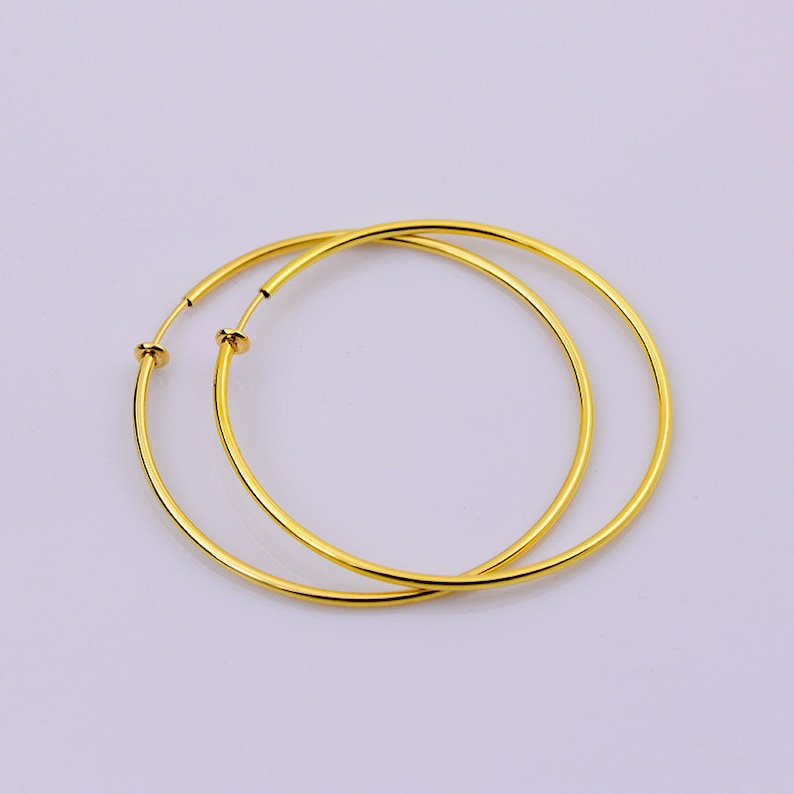 Clip on Fake Earrings Ear Hoops Gold Earrings 6cm 60mm Etsy UK
