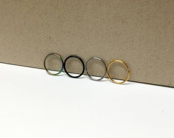 Dünne kleine Nase Ring Helix Knorpel Ohrring Hoop Stahl Silber Schwarz Regenbogen Septum Ring 20g 0.8mm Ohr umarmt 6mm 8mm 10mm - nicht allergisch