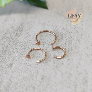 Extra dünn kleine winzige 0,8 mm 20 Gauge Rose Gold Nasenring, Chirurgenstahl Nasenring Hoop Knorpel Ohrringe Bolzen 6mm 8mm 10mm Durchmesser
