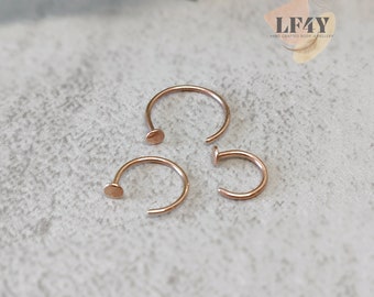 Rose Gold Surgical Steel Nose Ring Hoop: Extra Thin Cartilage Earring (0.8mm)