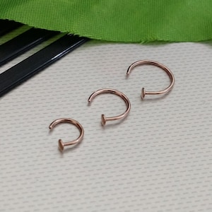 Surgical Steel  Extra Thin Small Tiny 0.8mm Thick 20 Gauge Rose Gold Nose Ring, Nose Hoop Cartilage Earrings Stud - Guaranteed Non Allergic