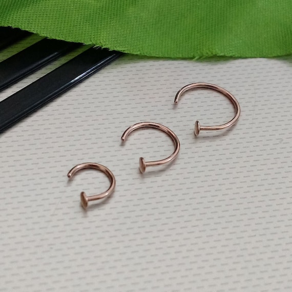 Surgical Steel  Extra Thin Small Tiny 0.8mm Thick 20 Gauge Rose Gold Nose Ring, Nose Hoop Cartilage Earrings Stud - Guaranteed Non Allergic