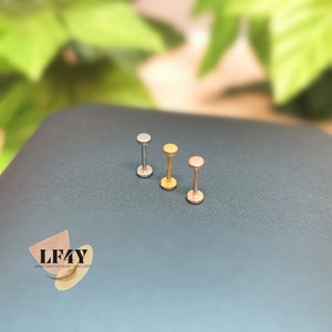 Tiny 20g / 0.8mm Threadless Push In Flat Disk  Labret Stud Steel Silver Gold Rose Gold Tragus Stud Helix / Conch Stud Earring Cartilage Stud