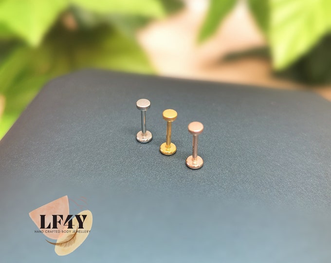 Tiny 20g / 0.8mm Threadless Push In Flat Disk  Labret Stud Steel Silver Gold Rose Gold Tragus Stud Helix / Conch Stud Earring Cartilage Stud