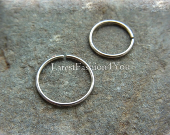 No Sharp Bits 20g Thin Small Steel Silver Tiny Seamless Nose Ring Hoop Dia 6mm 8mm 10mm Thickness 0.8mm 1mm Cartilage, Tragus, Lip Ring