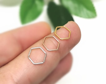 Thin Small 20g 0.8mm Hexagonal Nose Ring Helix Cartilage Earring Hoop Steel Silver Rose Gold Septum Ring  Ear Hugging 8mm Dia - Non Allergic