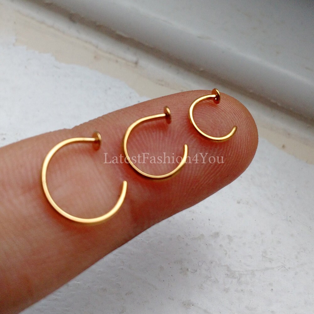 20G Silver Steel Gold Black Extra Thin Small 0.8mm Nose Ring