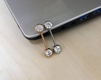 Clear Gem Nipple Barbell: Surgical Steel Nipple Piercing in Silver or Rose Gold
