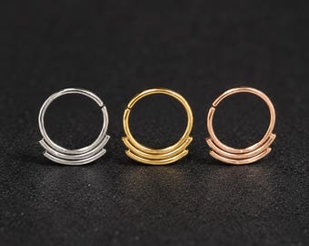 20G Surgical Steel Three-Bar Nose Hoop – 6mm or 8mm
