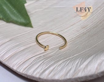 6mm 8mm Diameter Extra Thin Small Tiny Gold Hand Made 925 Sterling Silver 0.6mm 22g Open Nose Ring Disc End, Nose Hoop, Nose Ring, Nose Stud