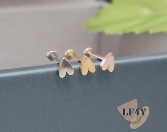 Tiny Shiny 20g / 0.8mm Threadless Push In Heart Labret Steel Silver Gold Rose Gold Tragus Stud / Helix / Conch Stud Earring / Cartilage Stud