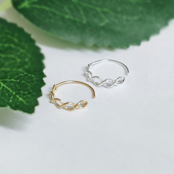 0.6mm Infinity 22g Thin 925 Sterling Silver Gold Cartilage Earring Helix Ring Hoop Septum, Nose, Cartilage, Helix, Tragus Ring Nose Hoop