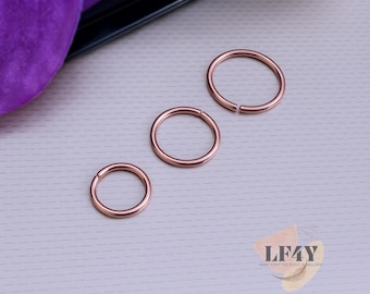 6mm 8mm 10mm Thin Small Rose Gold Tragus Ring, Cartilage Earring Helix Ring Hoop, Nose Hoop Ring 0.8mm 316L Steel - Guaranteed Non Alergic