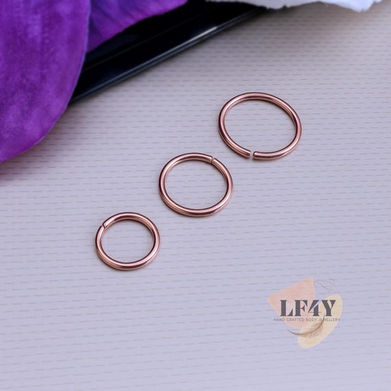 6mm 8mm 10mm Thin Small Rose Gold Tragus Ring, Cartilage Earring Helix Ring Hoop, Nose Hoop Ring 0.8mm 316L Steel - Guaranteed Non Alergic