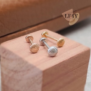 Delicate Tiny Thin 20g / 0.8mm Threadless Push In 3mm Swirl Disk Steel Silver Gold Rose Gold Labret Tragus Stud Helix / Conch Stud Earring