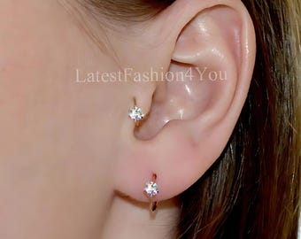 Sterling Silver Flower Cartilage Hoop: 22g Helix Tragus Ring
