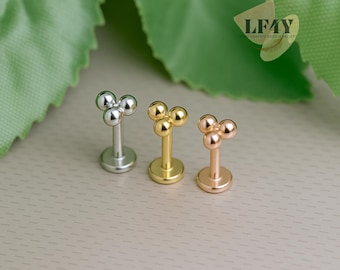 Internally Threaded Trinity Labret: Surgical Steel Helix Tragus Earring