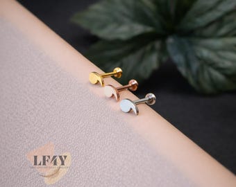 Swirl Steel Push In Labret Stud: 20g Threadless Tragus Helix Conch Cartilage Earrings