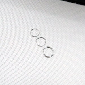 Set di 3 valori/confezione da 0,5/0,6/0,8 mm, extra sottile, piccolo, piccolo, in acciaio, argento, 6 mm, 8 mm, cartilagine, orecchino, elica, anello, trago, naso, cerchio