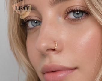 Tiny CZ  Nose Ring, Gold Silver Huggie Hoops, Cartilage Earrings, Helix, Tragus Piercing