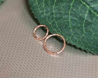 Dünne kleine Sterling Rose Gold strukturiert, verdreht, Diamantschliff Knorpel Ohrring Helix Ring Hoop Tragus Ring Nase Hoop Ring 0.6mm 6mm 8mm