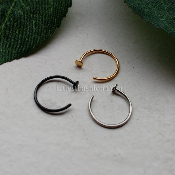 20G Silver Steel Gold Black Extra Thin Small 0.8mm Nose Ring - Etsy New  Zealand