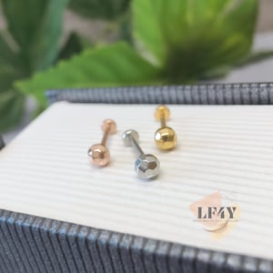 Threadless Disco Ball 20g / 0.8mm Tiny 3mm Ball Push In Steel Steel Stud Silver Gold Rose Gold Labret Tragus Stud Helix / Conch Stud Earring