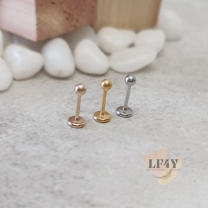 Threadless Delicate 20g / 0.8mm Tiny 2.5mm Ball Push In Steel Steel Stud Silver Gold Rose Gold Labret Tragus Stud Helix / Conch Stud Earring