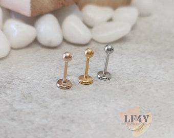 Tiny 2.5mm Ball Steel Push In Labret Stud: 20g Threadless Tragus Helix Cartilage Earrings