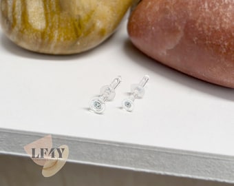 2pcs Borosilicate Glass Invisible Retainer Ring: 18G/16g Tragus, Cartilage Nose Stud